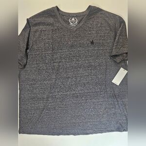 Rugby University T-shirt Mens 4X Grey Stretch Comfort‎ V-Neck Loungewear Tee NEW